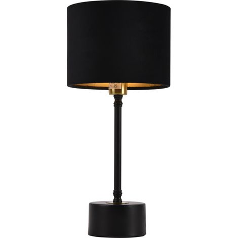 Lámpara de mesa Deventer - Metal Franela - 39cm x ø18 cm - Negro [lux.pro]