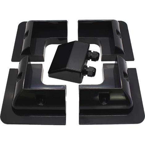 Kit Alcapower 5 pièces ABS noir pour panneaux solaires camping-car bateau : 4 supports d'angle et 1 presse-étoupe M20 IP68 robuste et durable (1/2)