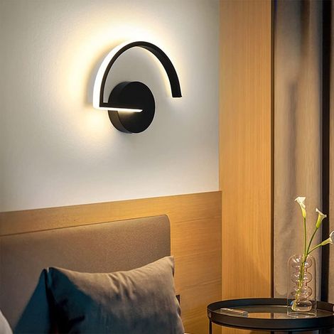Applique Murale Interieur LED 8W, Créatif Lettre Blanc Lampe Murale 3000K Blanc Chaud Moderne Métal Luminaire Mural Pour Chambre Salon Escalier Couloir-Noir (1/5)