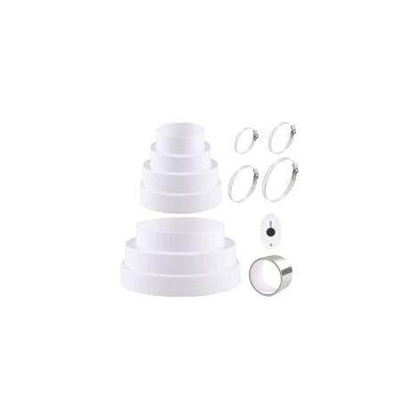 Droites Réducteur de Conduits Ø 80 100 110 120 130 150mm en ABS Avec colliers en acier inoxydable et ruban adhésif en aluminium Adaptateur Universel pour Tuyau de Ventilation Connecteur de Réduction