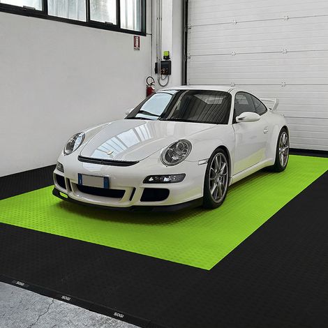 Kit da 6 piastrelle piene 1 mq SOGI PAV-04-LM1 in PP per pavimento officina e garage - colore verde lime (1/5)