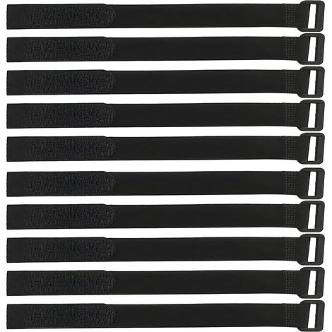 Lot De 8 Bandes Auto-Agrippantes Noires – Bandes Résistantes Pour Fixer Les Câbles, Adaptées Aux Vélos, Bagages Et Câbles (20 X 300 Mm, Réutilisables) (1/5)