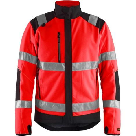 Veste de travail polaire coupe vent haute visibilité 4888 - Rouge fluo/Noir L (1/4)