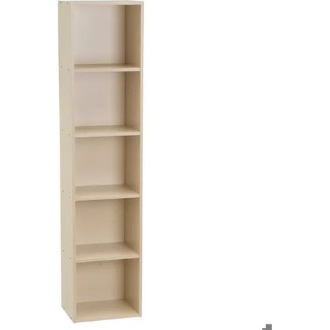 Etagère colonne Meuble de Rangement Compact à 5 Niches ouvertes, Coloris Greige - Longueur 30 x Profondeur 24 x Hauteur 132 cm (1/5)