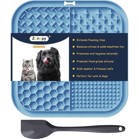 Leckmatte, lebensmittelechtes Silikon, 4 Texturen, 77 Saugnäpfe, für Hunde und Katzen (1/5)