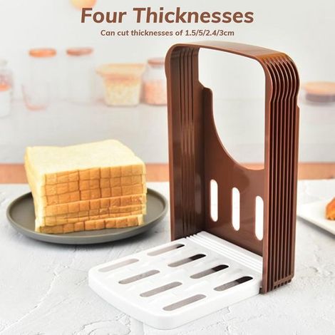 Cortador de pan - Cortador de pan plegable - Cortador de pan ajustable para sándwiches/tostadora para pan, bagels, masa madre y pasteles (1/4)