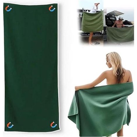 Serviette de plage magnétique,en microfibre à séchage rapide,fermeture magnétique,idéale pour la plage,190 cm x 76 cm,Verte