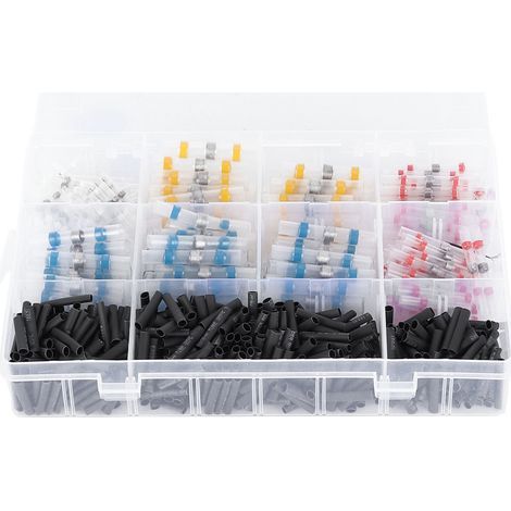 Ensembles de connecteurs soudables thermocontractibles en polyoléfine colorés, étanches, pour connexions électriques - 600 pièces assorties (dimensions adaptées 22-16 AWG à 12-10 AWG) (1/5)