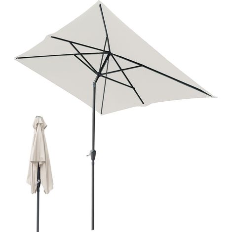 Randaco Rechteckiger Sonnenschirm 1,4 × 2,1 m Stecksystem – Mehrteiliger Balkonschirm, cremeweiß