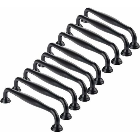 Maniglia per mobili - Maniglia per mobili - 10 pezzi maniglia porta nera a bastone, cucina, armadio, cassetto, camera da letto, interasse 96 mm (1/4)