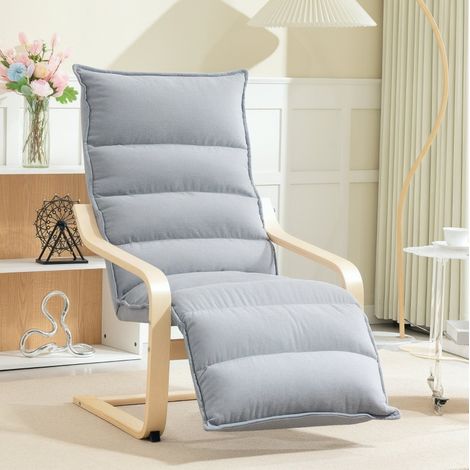 Poltrona relax 67x93-114x105 cm grigio chiaro in velluto con poggiapiedi regolabile (1/4)