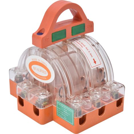 Interrupteur à couteau tripolaire 380 V CA 32 A avec indicateur LED, boîtier transparent en cuivre, interrupteur à couteau à double position (1/5)