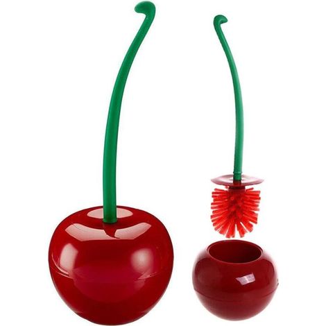 Set of creative and cute cherry-shaped toilet brushes, compact and concealed, with holder, bathroom accessory - AquaForge (1/5)