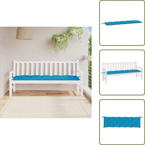 Coussin de banc de jardin bleu clair 180x50x7 cm tissu oxford - Coussin De Banc - Coussin D'extérieur - Coussin Jardin - Housse De Coussin - Décor Intérieur