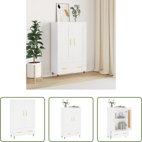Holzwerkstoff Schrank - Highboard Weiß 69,5x31x115 cm Holzwerkstoff (1/5)