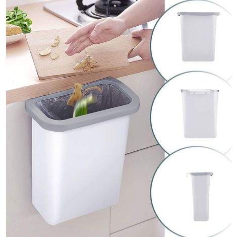 Kitchen Poubelle 10L Wall Mounted pour Voiture Bureau à Domicile Cuisine Can (Blanc)-Fei Yu (1/4)