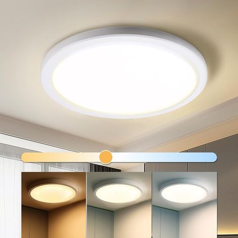 Plafonnier Led Plat 18W 2000Lumen, Plafonnier Salle de Bains 22CM IP54 Etanche, Panneau Led Rond 3000/4000/6000K 3CCT Réglable, pour Cuisine Couloir Salon Chambre à coucher (1/5)