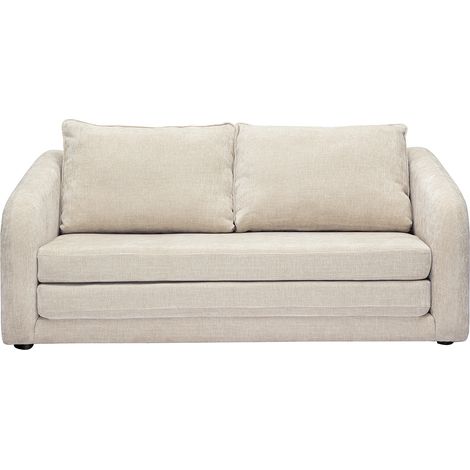 Zweisitzer-Schlafsofa in beige Velours-Effekt-Textil MAHAUT