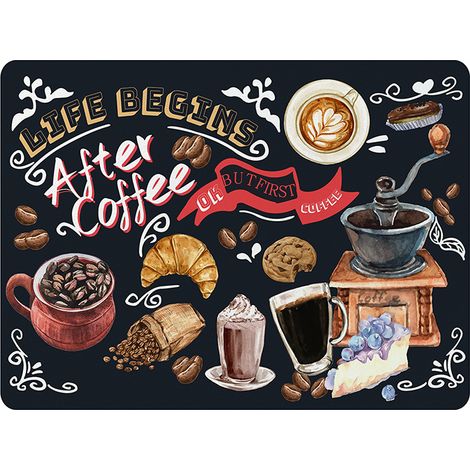 Geschirrtrockenmatte mit Vintage-Kaffee-Muster, rutschfeste, saugfähige Gummi-Geschirrmatte, Küchen-Platzset, perfektes Zubehör für Küchenarbeitsplatten und Kaffeemaschinen