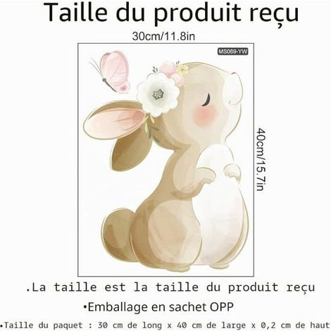 Stickers Muraux Mignon Lapin Autocollant Mural Lapin Baiser Papillon Décoration Murale pour Enfants Filles Chambre STICKERS (1/4)