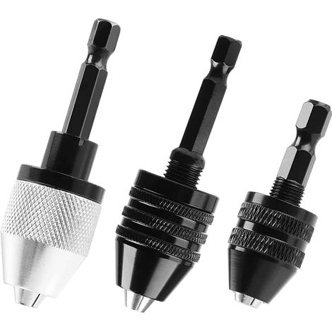 Lot de 3 mandrins hexagonaux sans clé de 6,35 mm pour perceuse à percussion, adaptateur à changement rapide, accessoires pour outils électriques (1/5)