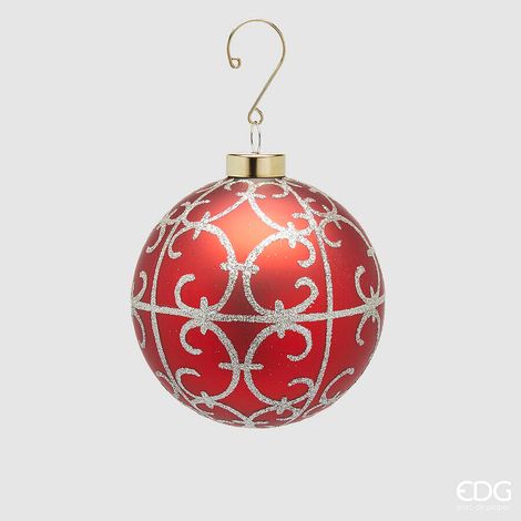 EDG Enzo De Gasperi Addobbo di Natale Palla Ricamo D 10 Cm Red