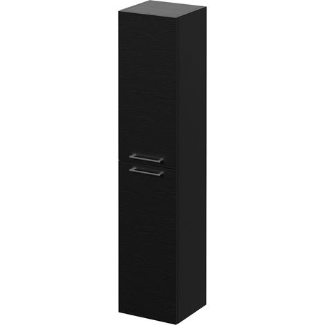 Napoli Nero Oak 350mm x 1600mm Wall Mounted 2 Door Storage Unit - 350mm - Chrome 160mm Handle