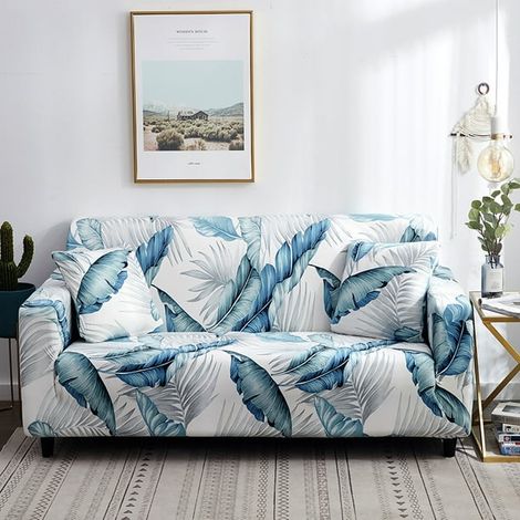 Canapé Housse Élastique Fleurie 1 2 3 4 Places, Protège-Meuble Extensible, Couvre-Siège Antidérapant, Tissu Stretch pour Canapé, Fauteuil et Banquette (1/5)