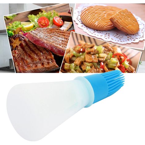 Pinceau à huile en silicone avec flacon d'huile, résistant aux hautes températures, pour contrôler l'huile dans la cuisine (bleu). (1/5)