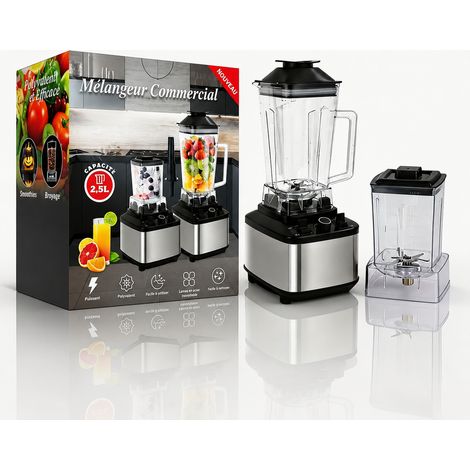 Blender mixeur multifonction 7630 inox double bol prise UK 7630 réf 8668 26,5 × 17,5 × 30,7 cm 2,3 kg – Livraison gratuite