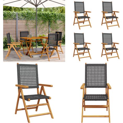 Gartenstuhl Verstellbar 4 Stk. Schwarz Poly Rattan Massivholz - Gartensaal - Gartenstuhl - Outdoor Möbel - Lounge Chair - Esszimmerstuhl - Home & Living (1/5)