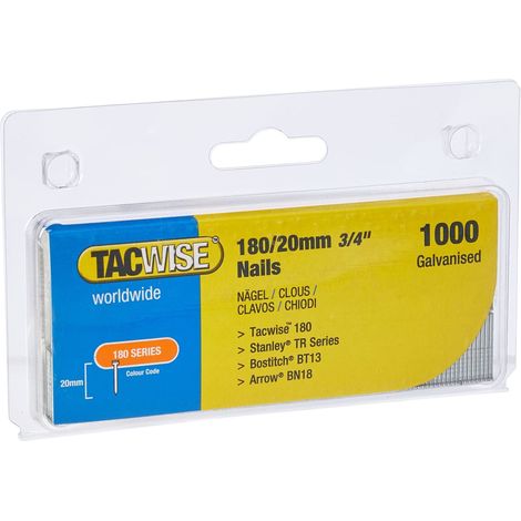 Tacwise 0360 18G 20mm Brad Nails Galvanised 1000 Pack - DGN50V 181 191 Ranger