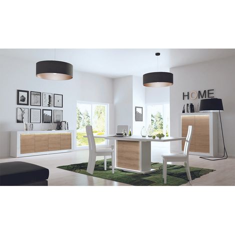 DAYTON OAK - Ensemble Séjour avec Table Allongeable 180-225cm + Leds (1/4)
