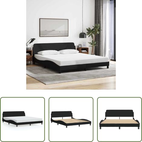 vidaXL Matratze - Bettgestell "Dover" Schwarz 160x200 cm Stoff (1/5)