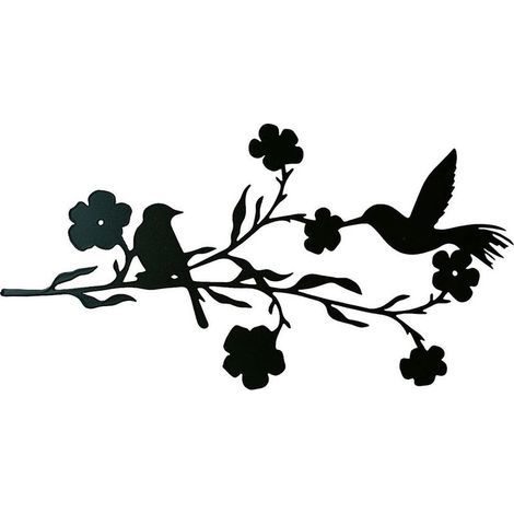 Décoration murale en métal - Oiseau sur branche - Silhouette d'art - Décoration murale en métal noir - Décoration murale pour la maison, la chambre à coucher, le salon, la cuisine, le jardin (1/4)