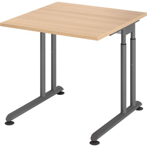 bümö Schreibtisch Serie-Z Quadrat: 80 x 80 cm  Eiche Graphit