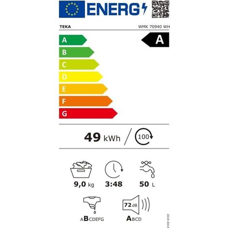 Lavadora 9KG 1400RPM Teka WMK 70940 Blanca Clase A (1/2)