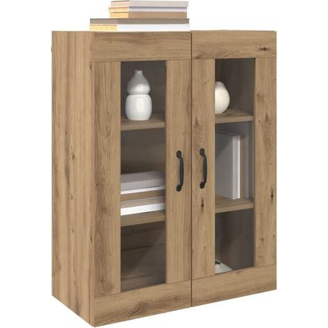 Lot de 2 Étagères Murales en Chêne Massif – Meuble de Rangement Suspendu Style Rustique pour Salon, Cuisine ou Salle de Bain – Dimensions 69,5 x 34 x 90 cm (1/5)