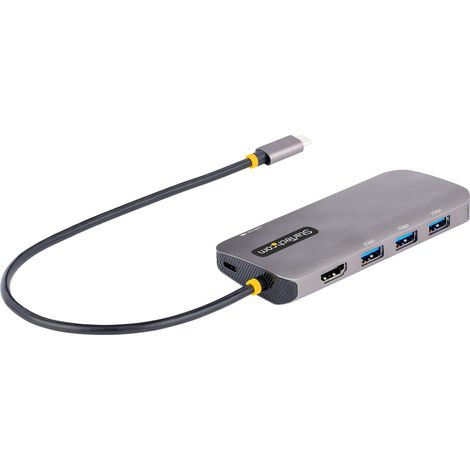 StarTech.com Adaptateur Multiport USB C - Adaptateur USB C vers HDMI 4K 60Hz - Hub USB A 3.2, 5Gbps à 3 ports - 100W Power Delivery PassTrough - Dock USB C avec Câble de 30cm - Station d'accueil PC Po