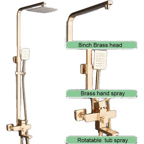 Sistema doccia, design moderno, doppio comando, finitura oro spazzolato (1/2)