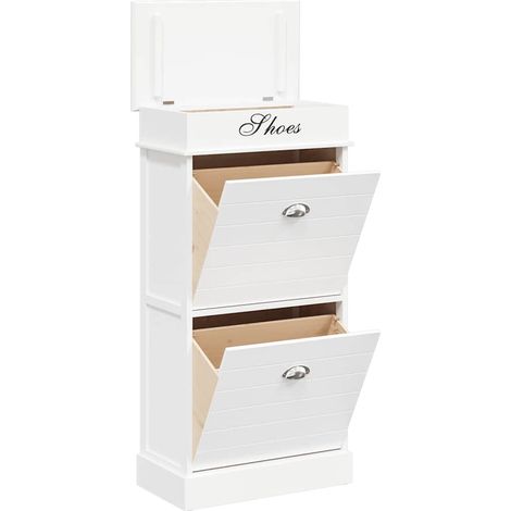 Schuhschrank Weiß 50 x 28 x 98 cm Paulownia Holz
