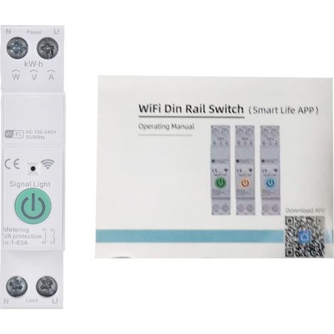 Ortviai Disjoncteur intelligent WiFi 63 A avec suivi de consommation, minuterie et commande à distance via appli TY (1/5)