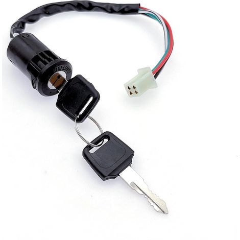 4-fils Contacteur à clé de contact pour ATV 50-250cc, barillet et clé d'allumage pour quad, contacteur d'allumage et clé pour moto tout-terrain, karts, buggy des dunes, moto (1/5)