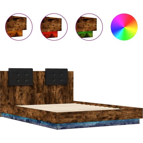 Maison Exclusive - Estructura de cama cabecero luces LED roble ah