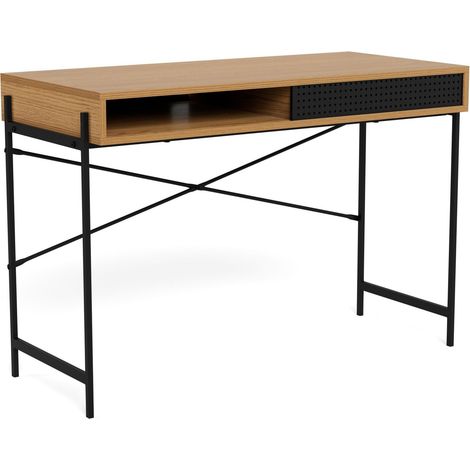 Mesa de oficina Norsica Levsori 105, Roble salvaje, Con puertas, Número de puertas: 1, Número de cajones: 0, 75x110x50cm