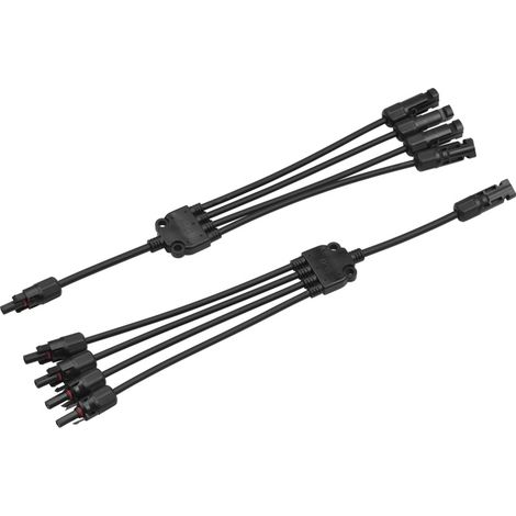 Connecteurs solaires en Y, adaptateur de câble parallèle, connecteur de câble solaire à 4 voies, autobloquant, étanche IP67, connecteur d'extension mâle/femelle pour panneau PV, calibre 12 AWG (1/5)