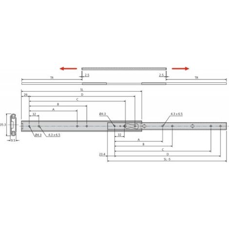 COULISSE DB SENS DZ2026-70 - ACCURIDE