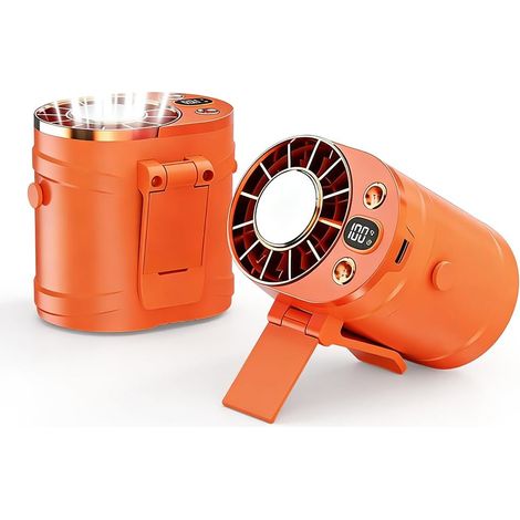 Ventilateur voiture clip 100 vitesses LED 3000mAh rechargeable, ventilateur portable pour voiture été,Orange (1/5)