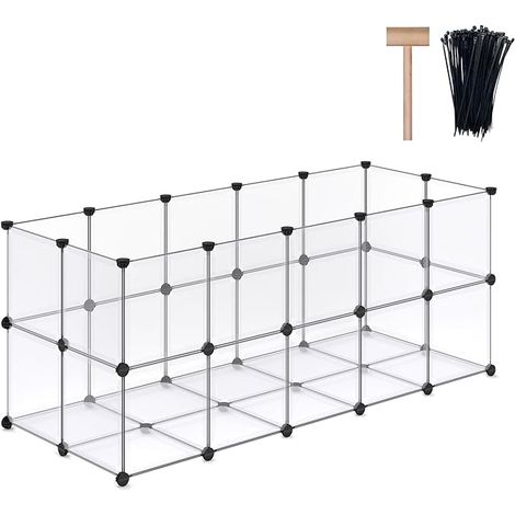 DINMO Cages pour cochons d'Inde, Parc pour Chiots, Parc pour Petits Animaux pour Lapin, Lapin, Furet, hérisson, Bricolage, étendu, Portable, clôture d'exercice, 155,5 x 63,1 x 63,1 cm (1/3)