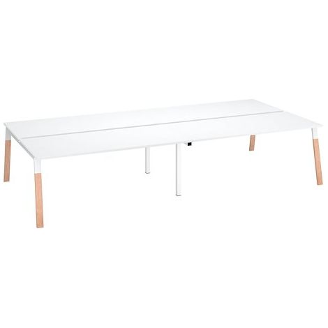 Pôle 4 bureaux droits L 180 x P 80 cm, piétement bois métal blanc - Arch - Maxiburo
